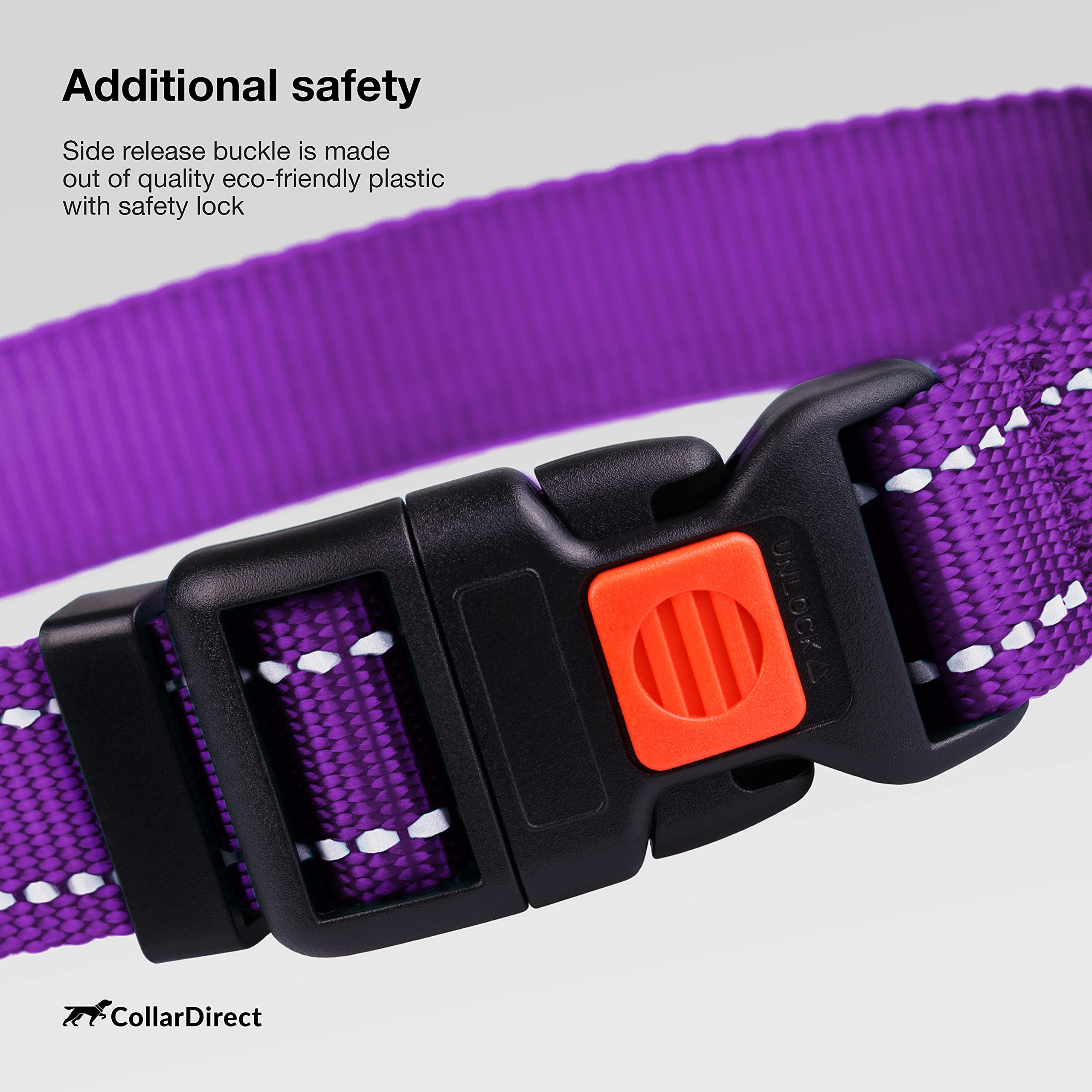 CollarDirect neck measurement guide illustrating sizing from S to XL.
