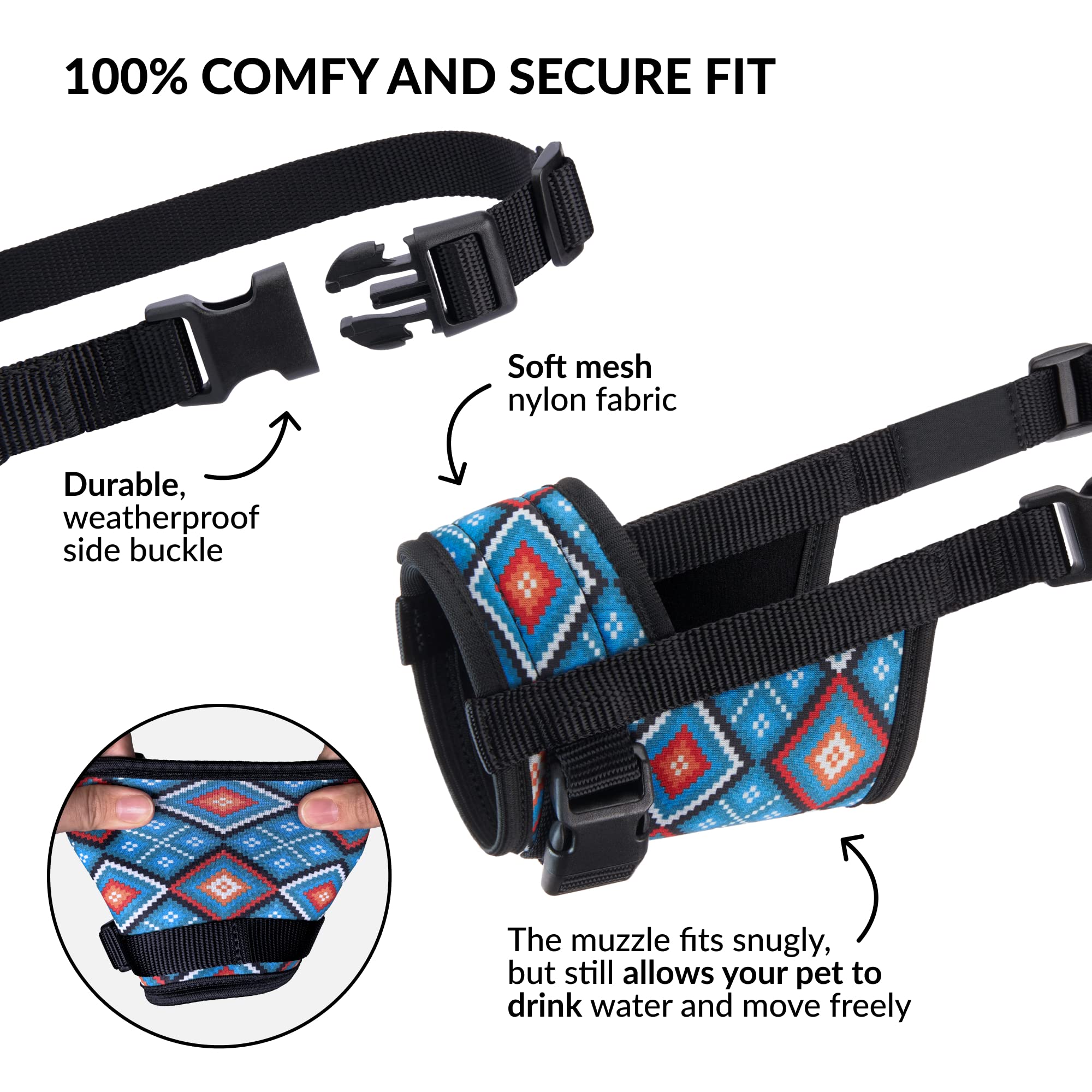 CollarDirect dog muzzle adjustable strap ensures secure fit during walks