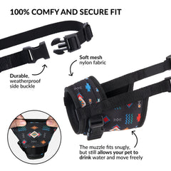 CollarDirect dog muzzle showing Velcro straps for a snug grooming fit.