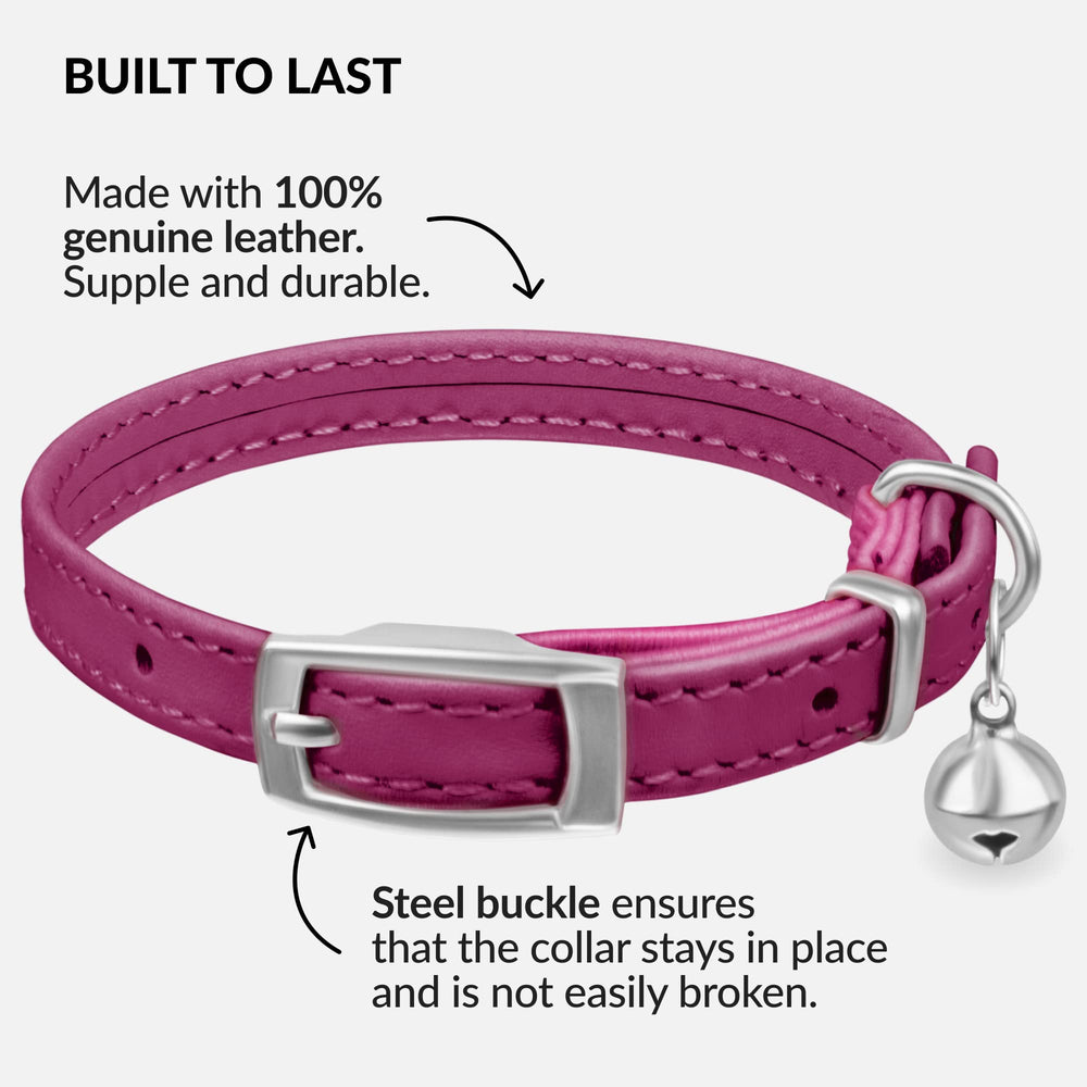 CollarDirect kitten collar in soft leather pink offers gentle fit for small cats