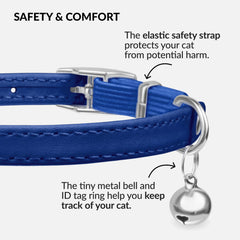 CollarDirect leather cat collar in red with bell improves quick location during play.
