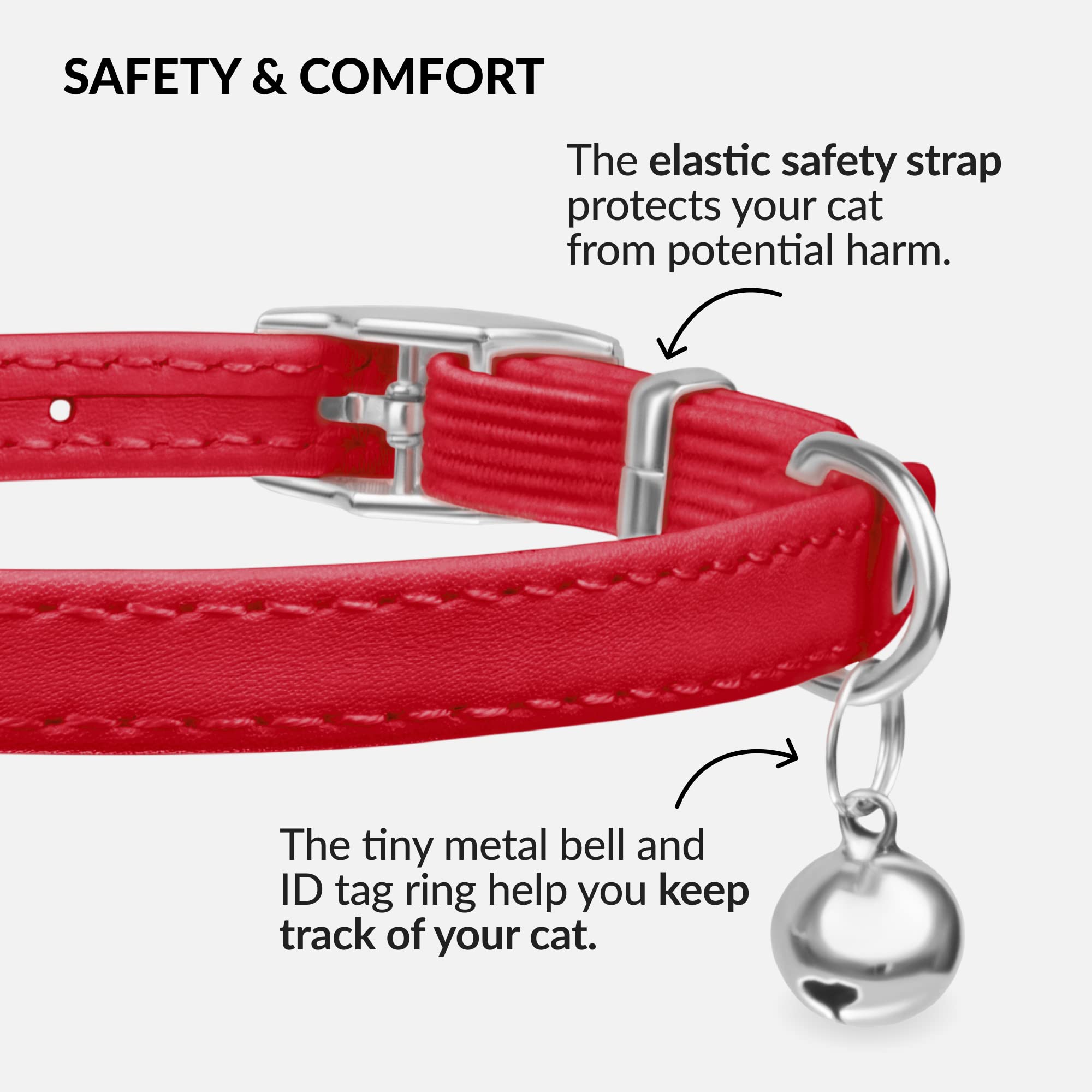 CollarDirect soft leather cat collar—texture closeup emphasizes gentle comfort for kittens.