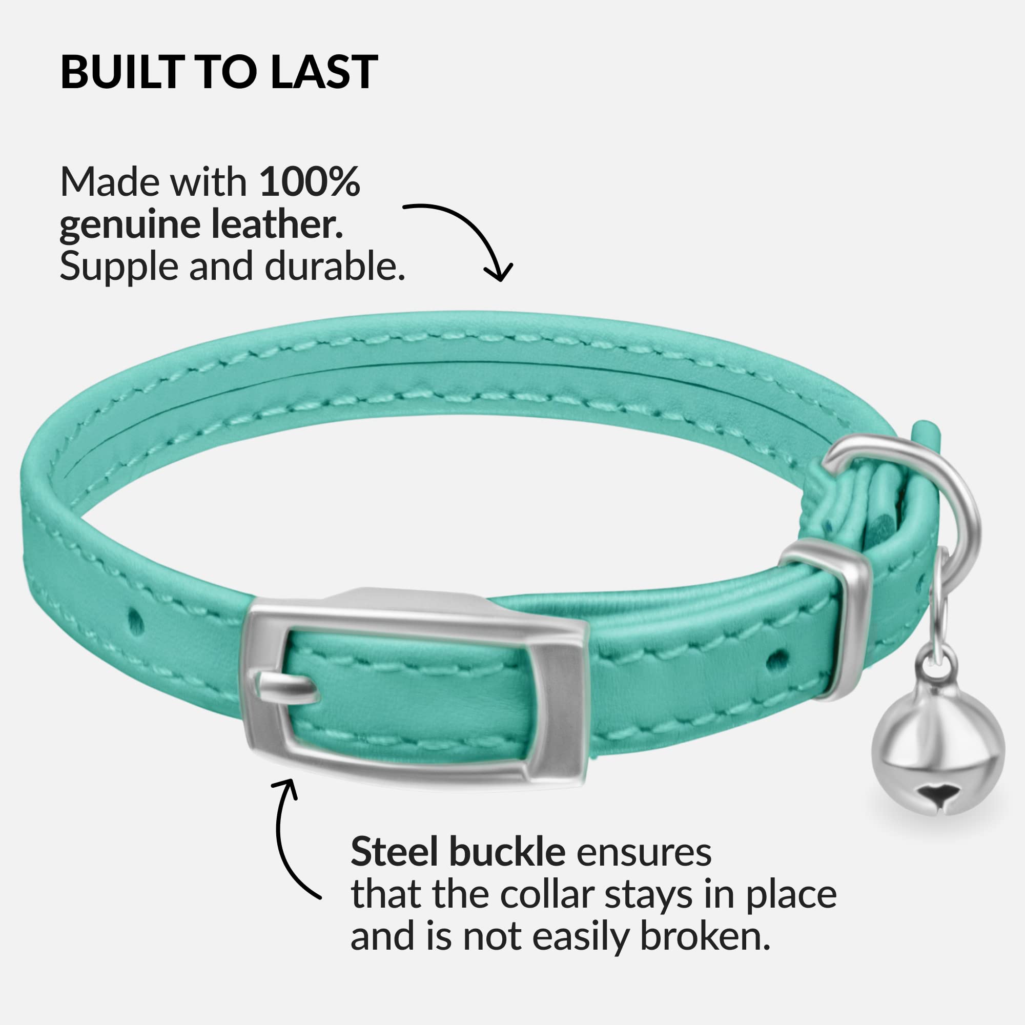 CollarDirect leather cat collar stitched detail highlighting durability