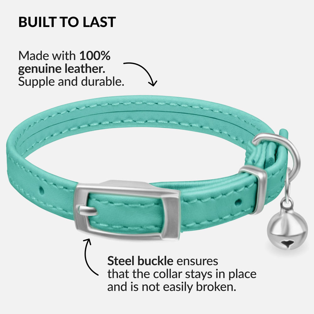 CollarDirect leather cat collar stitched detail highlighting durability