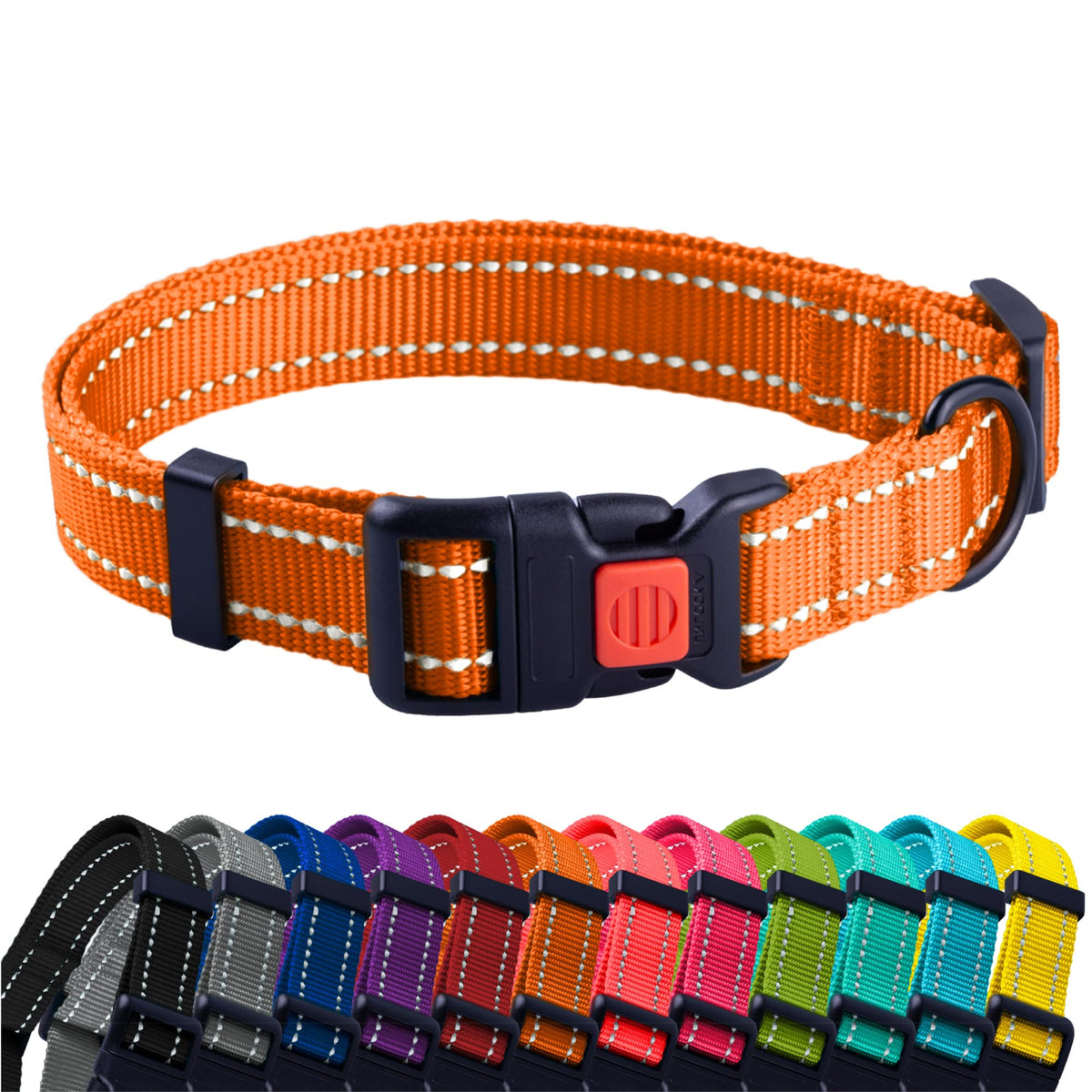 CollarDirect reflective collar orange for 10-13 inch neck boosts nighttime visibility during walks.