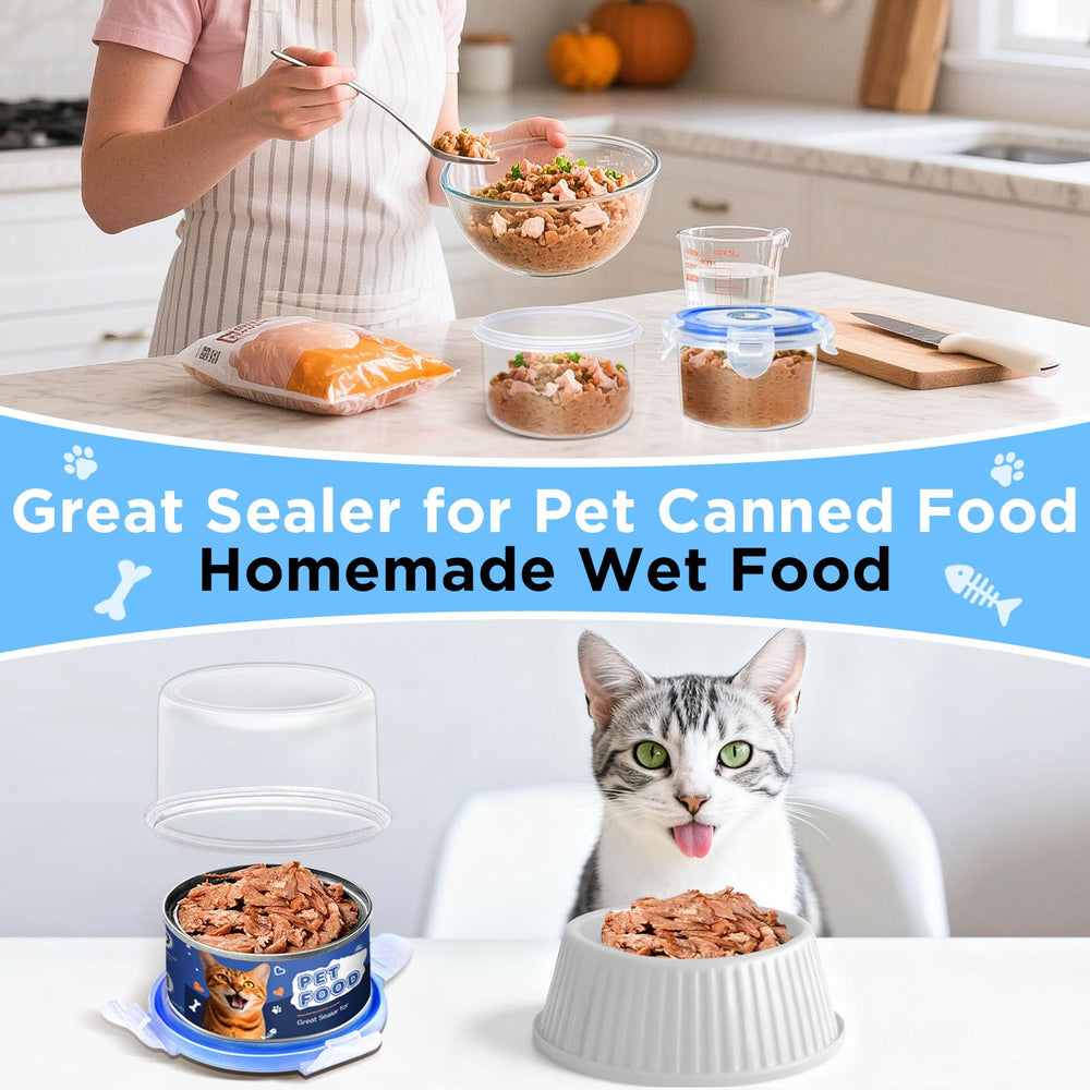 CollectHall airtight lid preserves cat food and minimizes fridge odor