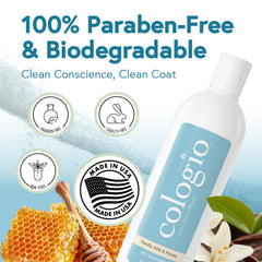 Cologio Dog Shampoo creamy-lather closeup demonstrates detangling and softness