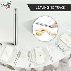 Colonel Cook Crumb Sweeper silver finish adds modern style to dining spaces