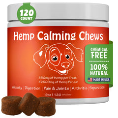 Colorado Dog hemp calming chews bottle helps ease anxiety with easy-to-dose servings