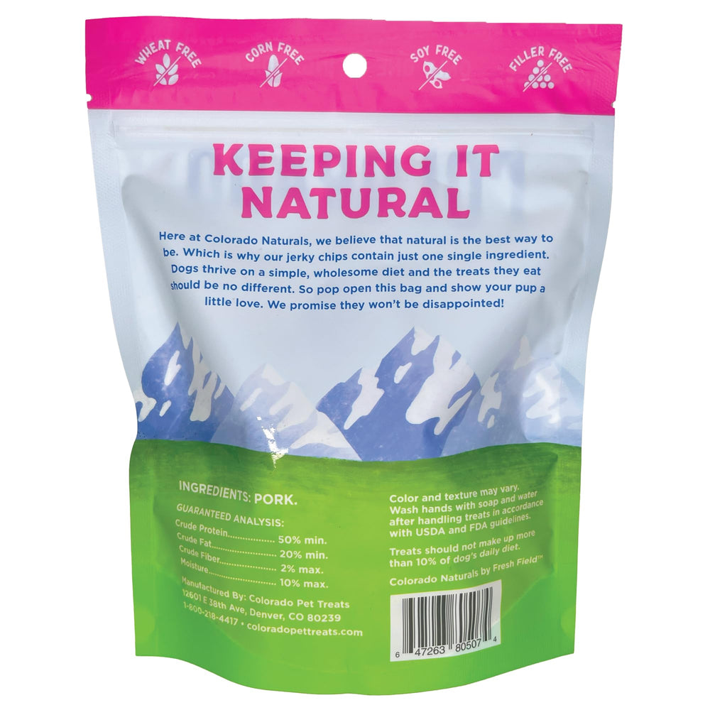 Colorado Naturals Bacon Jerky Chips treat piece ideal for training rewards.