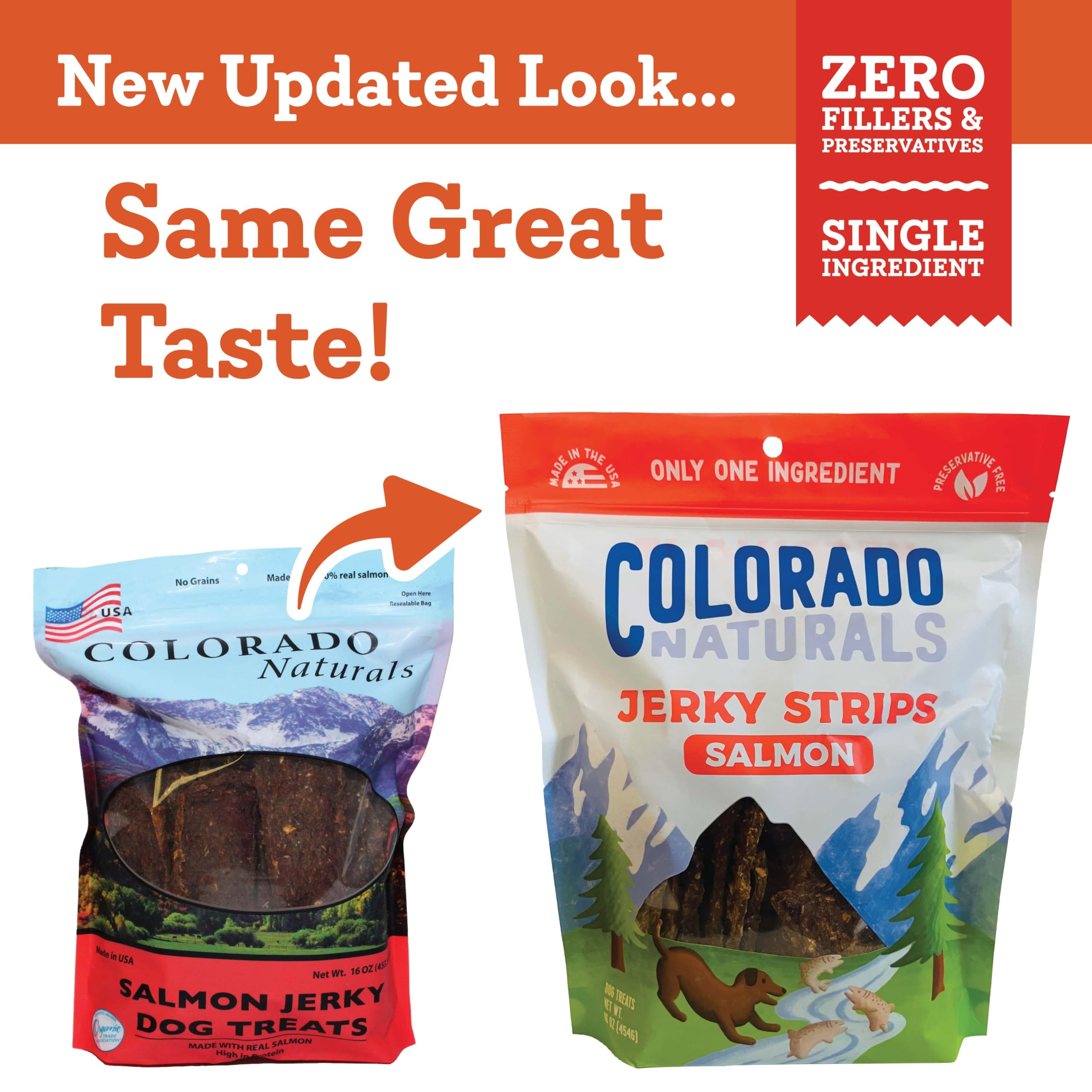 Colorado Naturals Salmon Jerky Strips close-up reveals omega-3 rich salmon texture for a tasty bite.