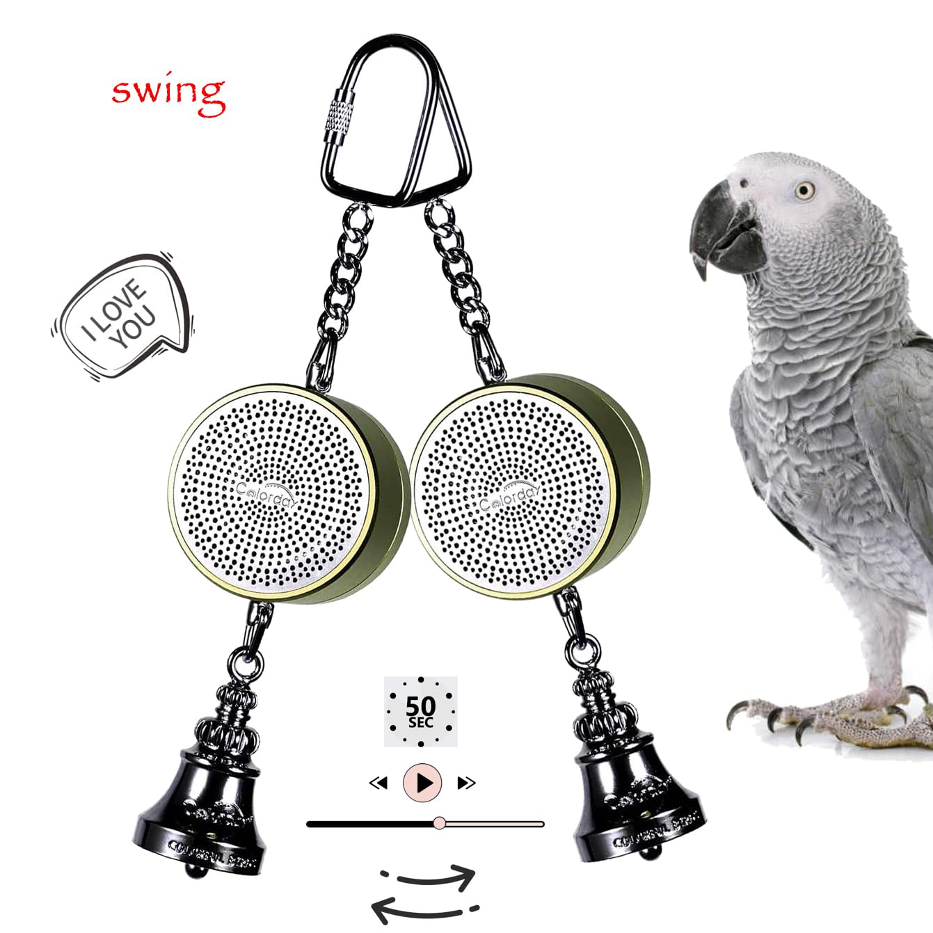 Colorday Bird Toys Parrot Talking Coach easy setup; quick start with an improved on-off switch.