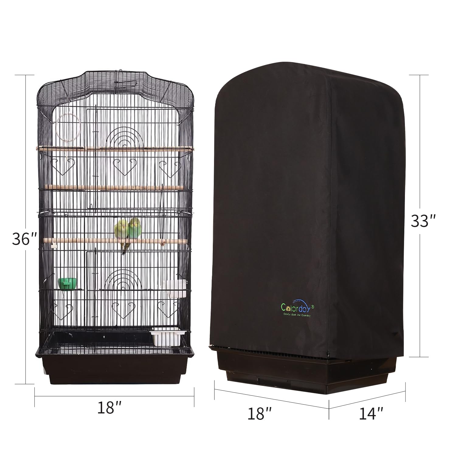 Colorday Good Night Bird Cage Cover open-top view showing easy bird access.