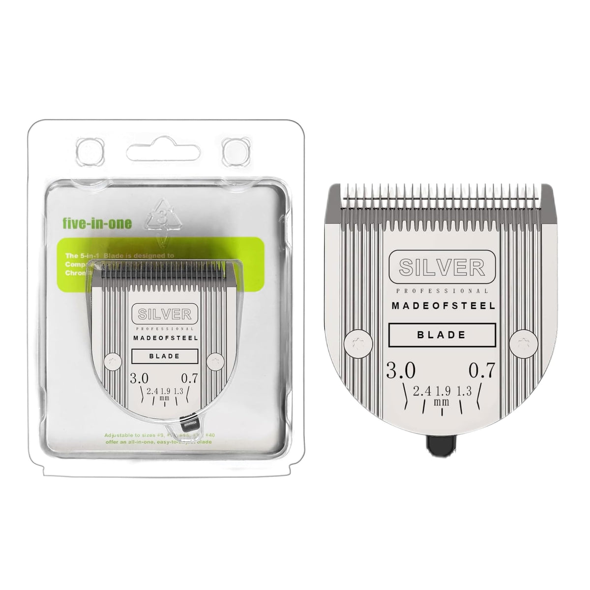 colorski adjustable-5in1 blade open assembly showing five sizes for versatile grooming