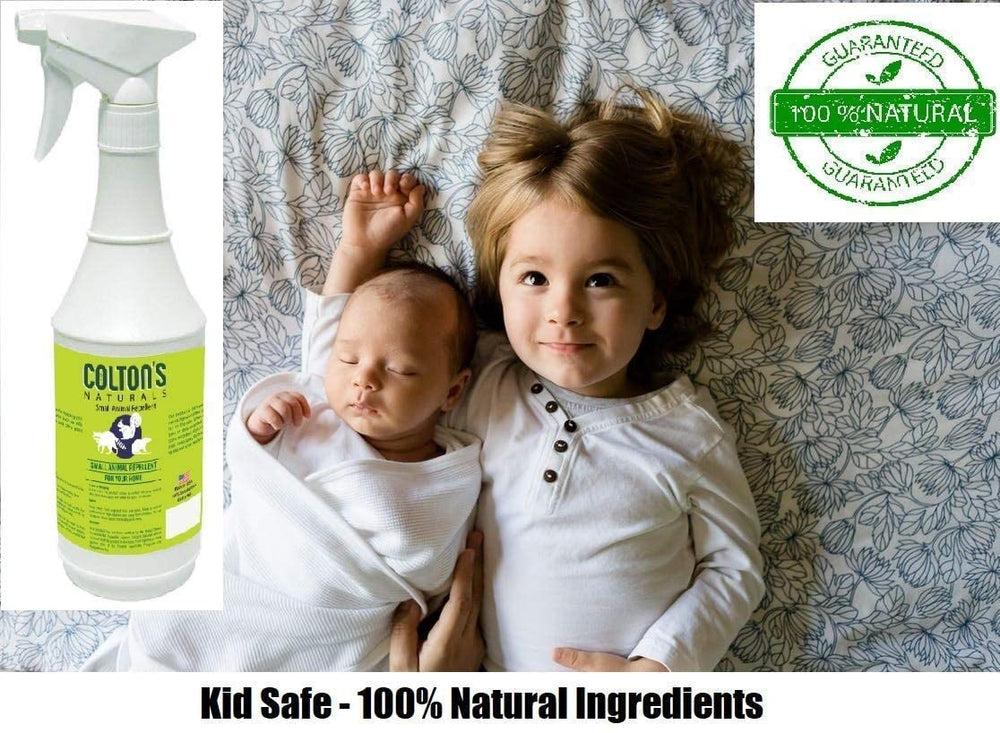 Colton's Naturals cat repellent shown near a garage to shield space