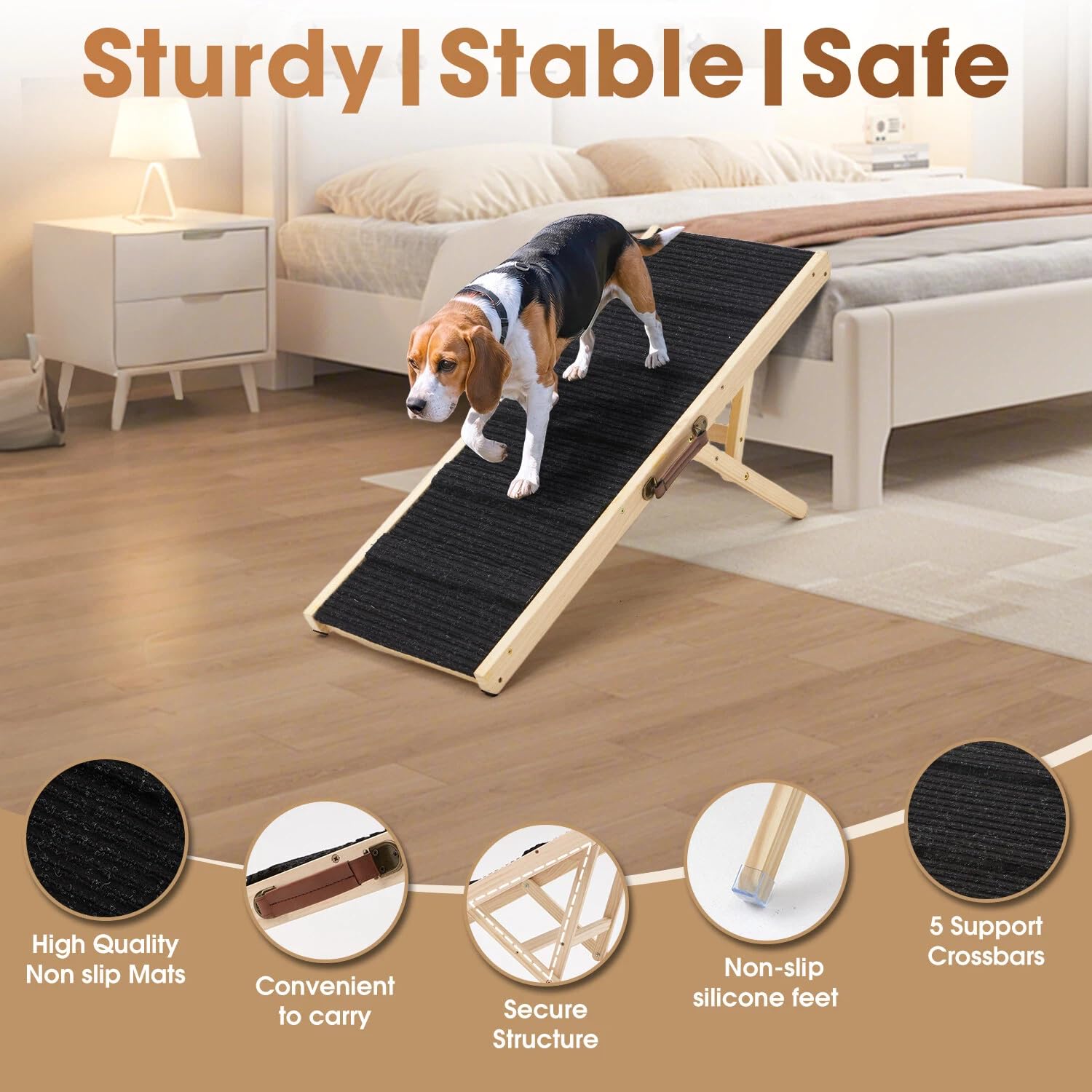 COLZEA dog ramp with adjustable height settings from 12 to 22 inches