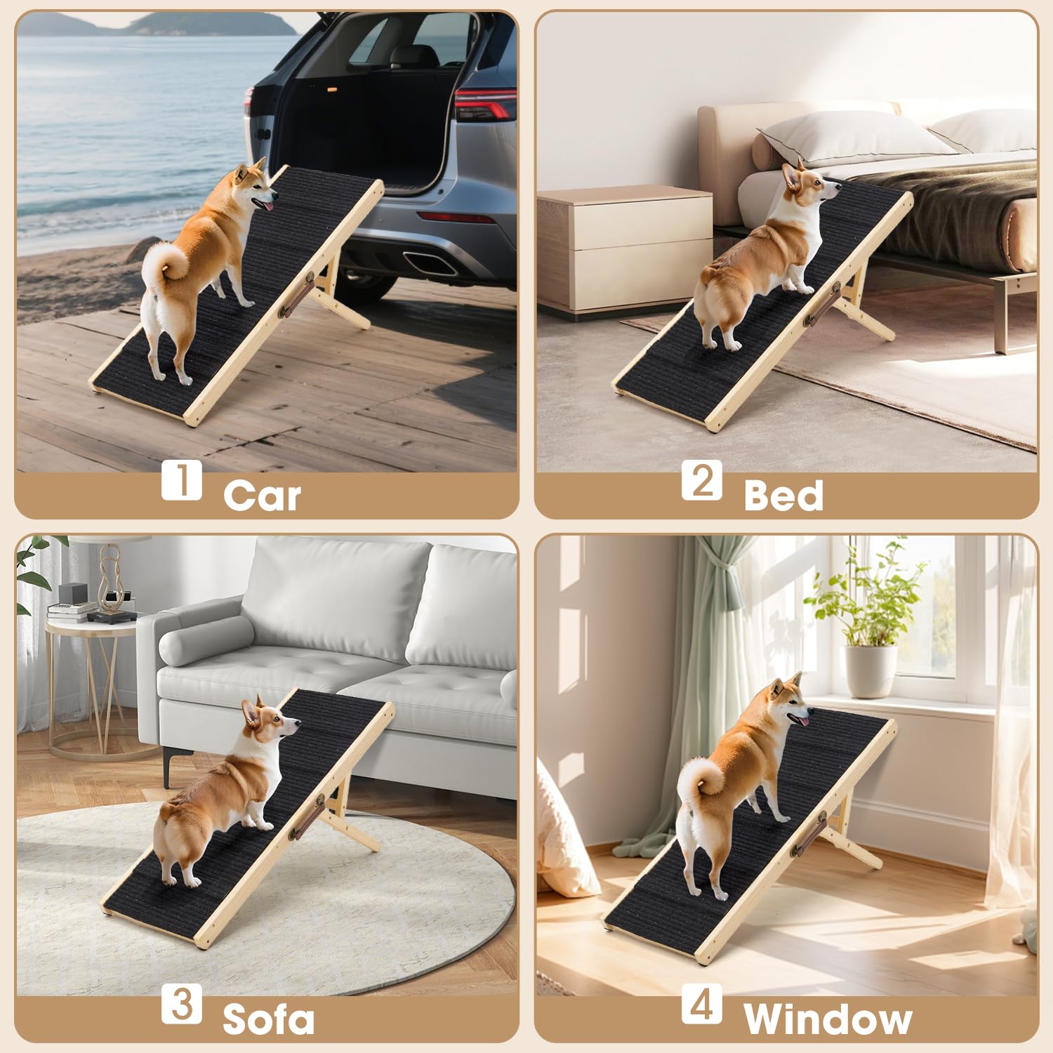 COLZEA dog ramp supporting pets up to 90 lbs during climbs