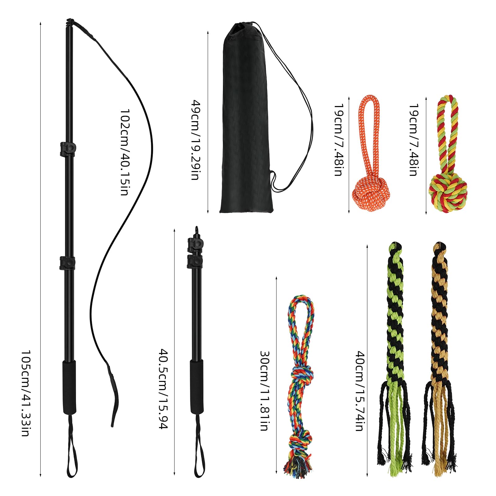 COM4SPORT Flirt Pole telescopic length adjustable for indoor or outdoor play