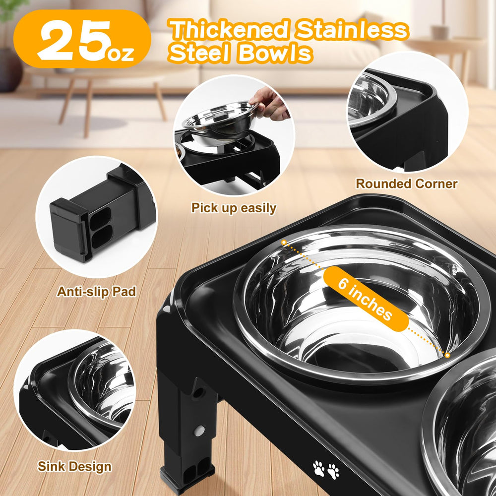 COMESOON anti-slip dog bowl feeder prevents sliding during mealtimes and reduces mess.