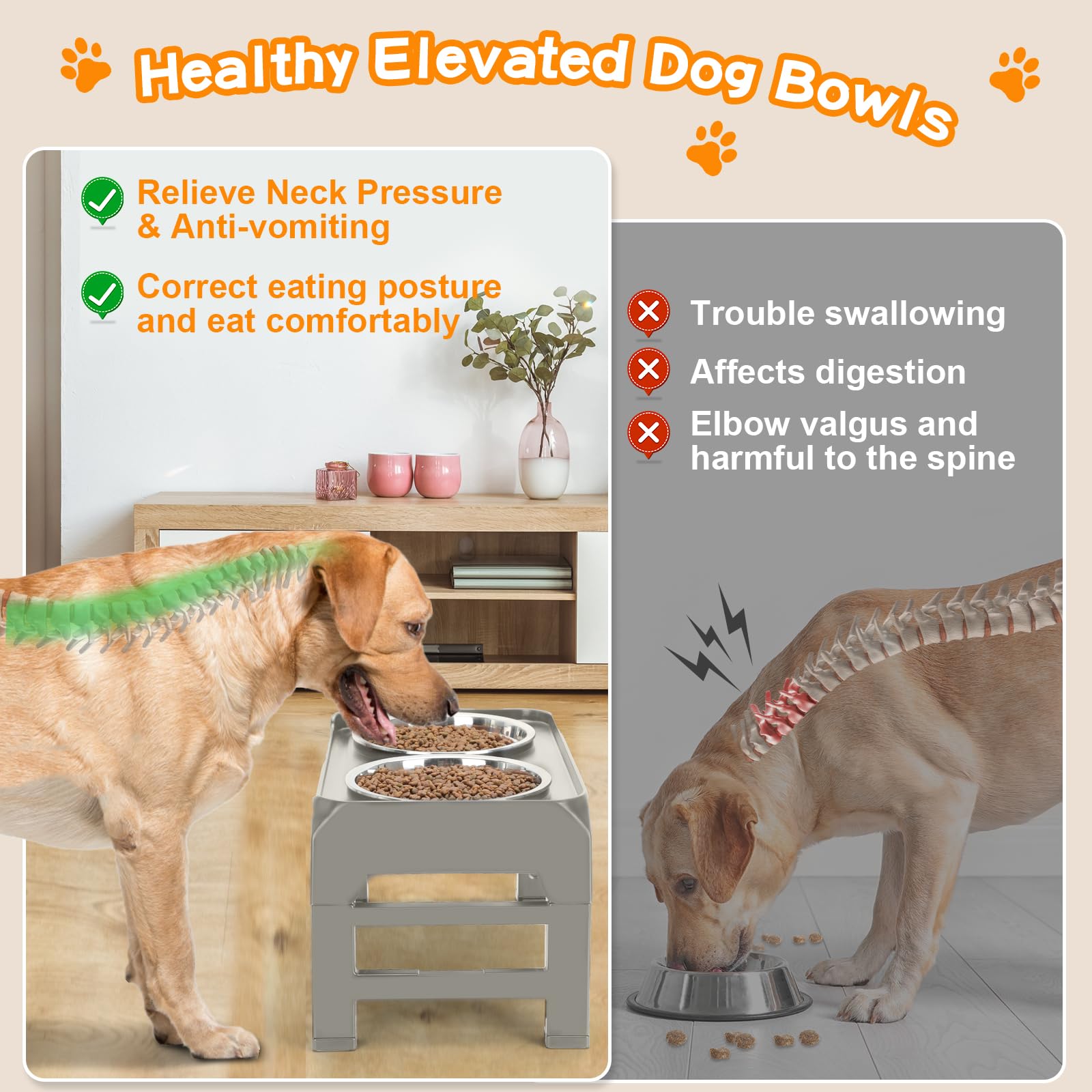 COMESOON anti-slip feeder with rubber edges keeps bowls steady during meals.