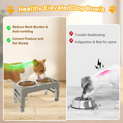 COMESOON elevated bowls stand at 6-inch height promotes neck-friendly dining