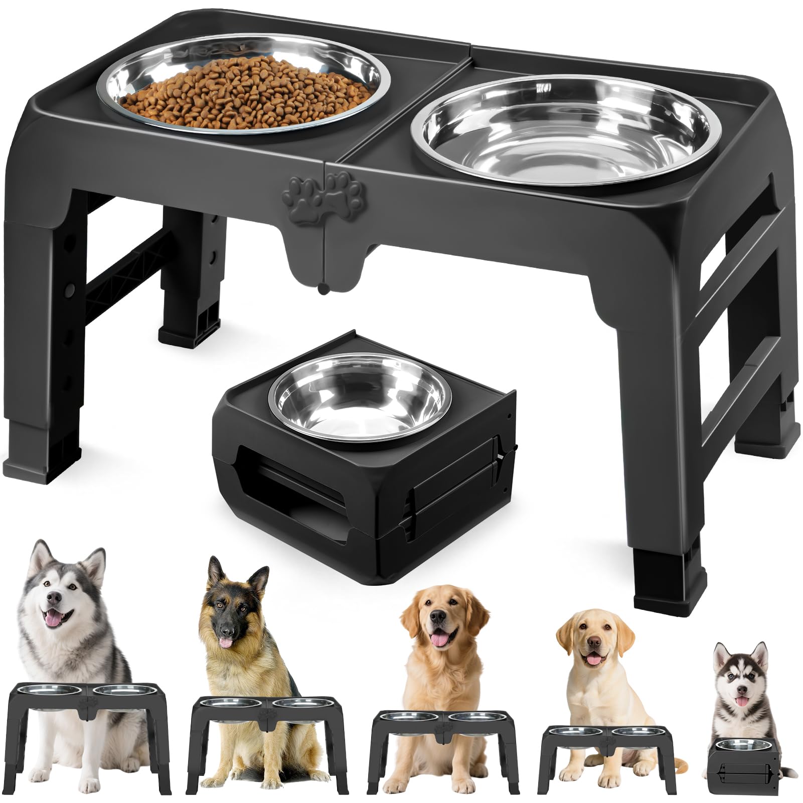 COMESOON elevated dog bowl stand folded for compact storage and travel.