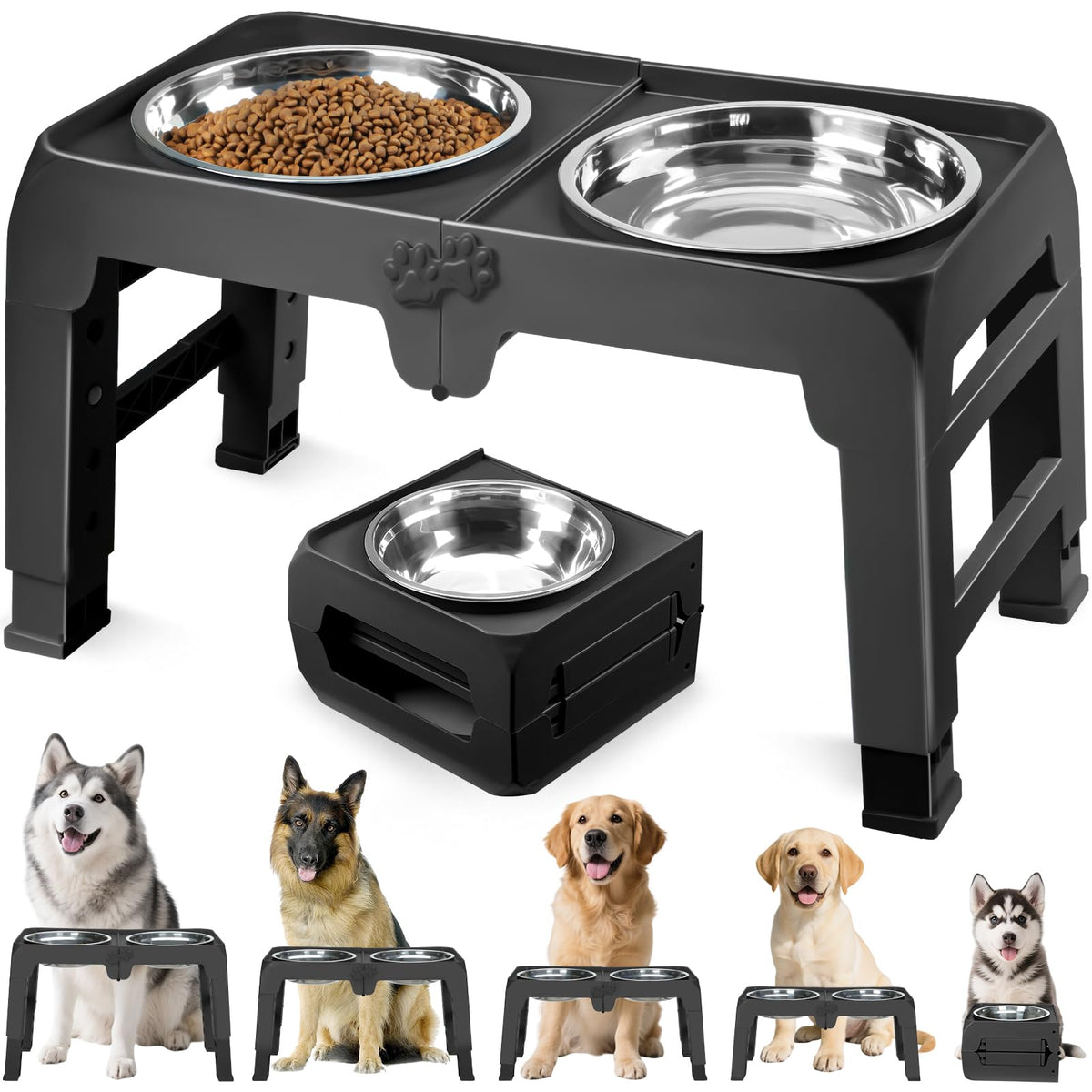 COMESOON elevated dog bowl stand folded for compact storage and travel.