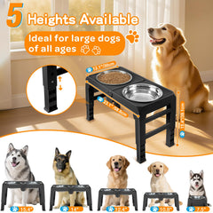 COMESOON elevated dog bowl stand setup shows stable frame and bowls.