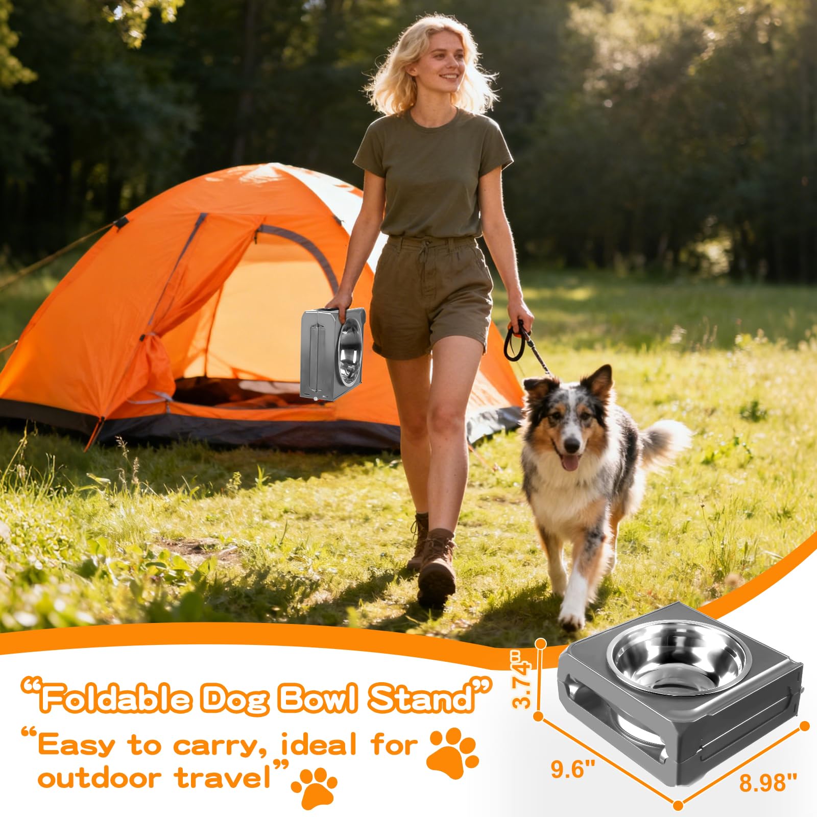 COMESOON grey elevated dog feeder shown in a cozy home, ideal for daily use.