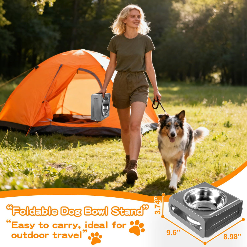 COMESOON grey elevated dog feeder shown in a cozy home, ideal for daily use.