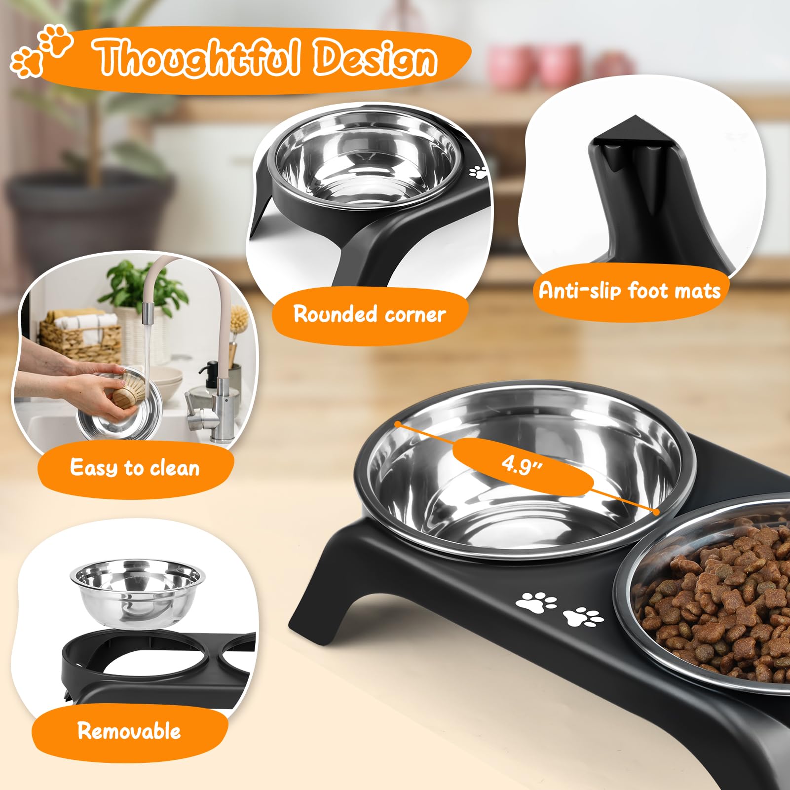 COMESOON tazones de acero inoxidable de 5 pulgadas para comida y agua