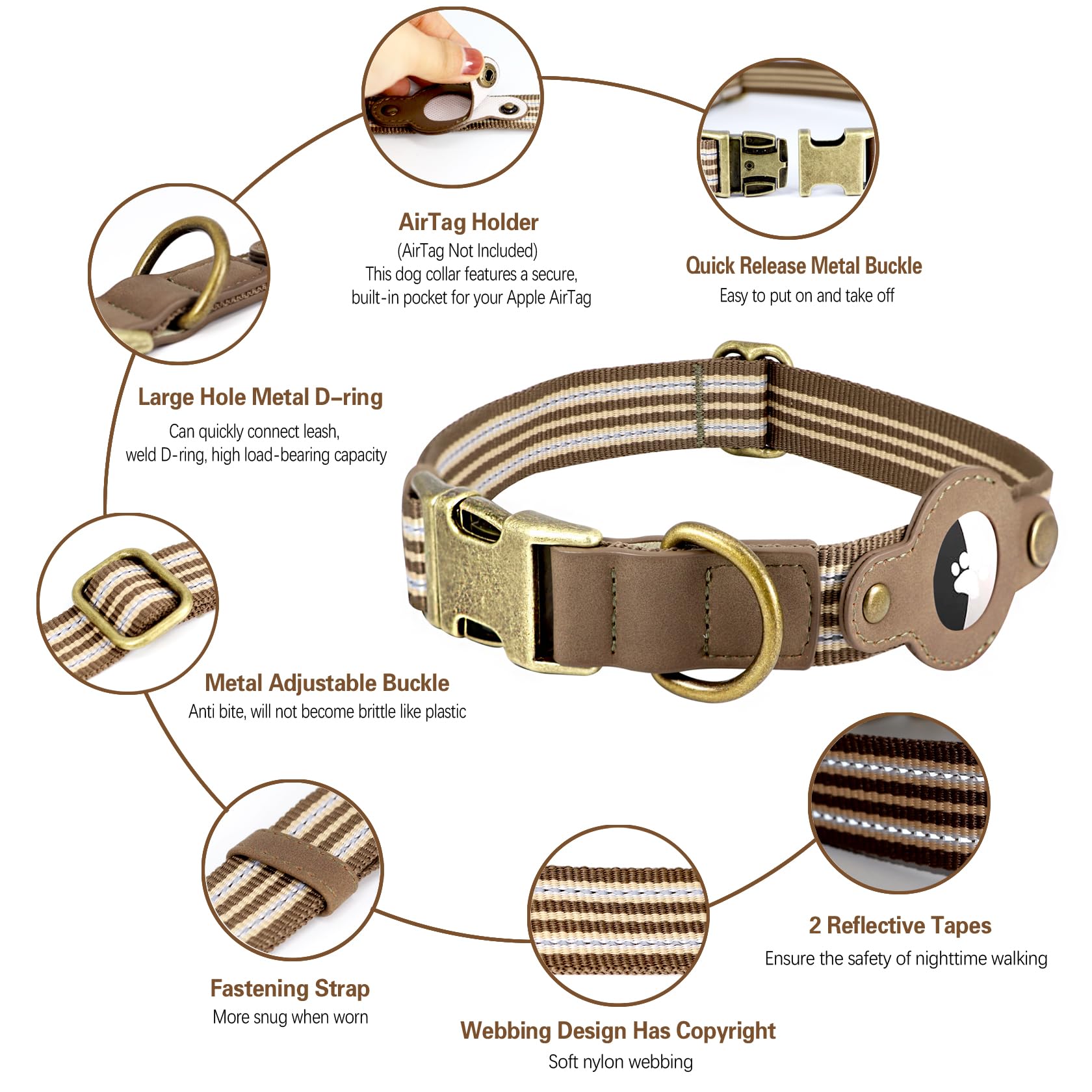 Comfluxe adjustable-fit collar grows with your dog from puppy to large breed.