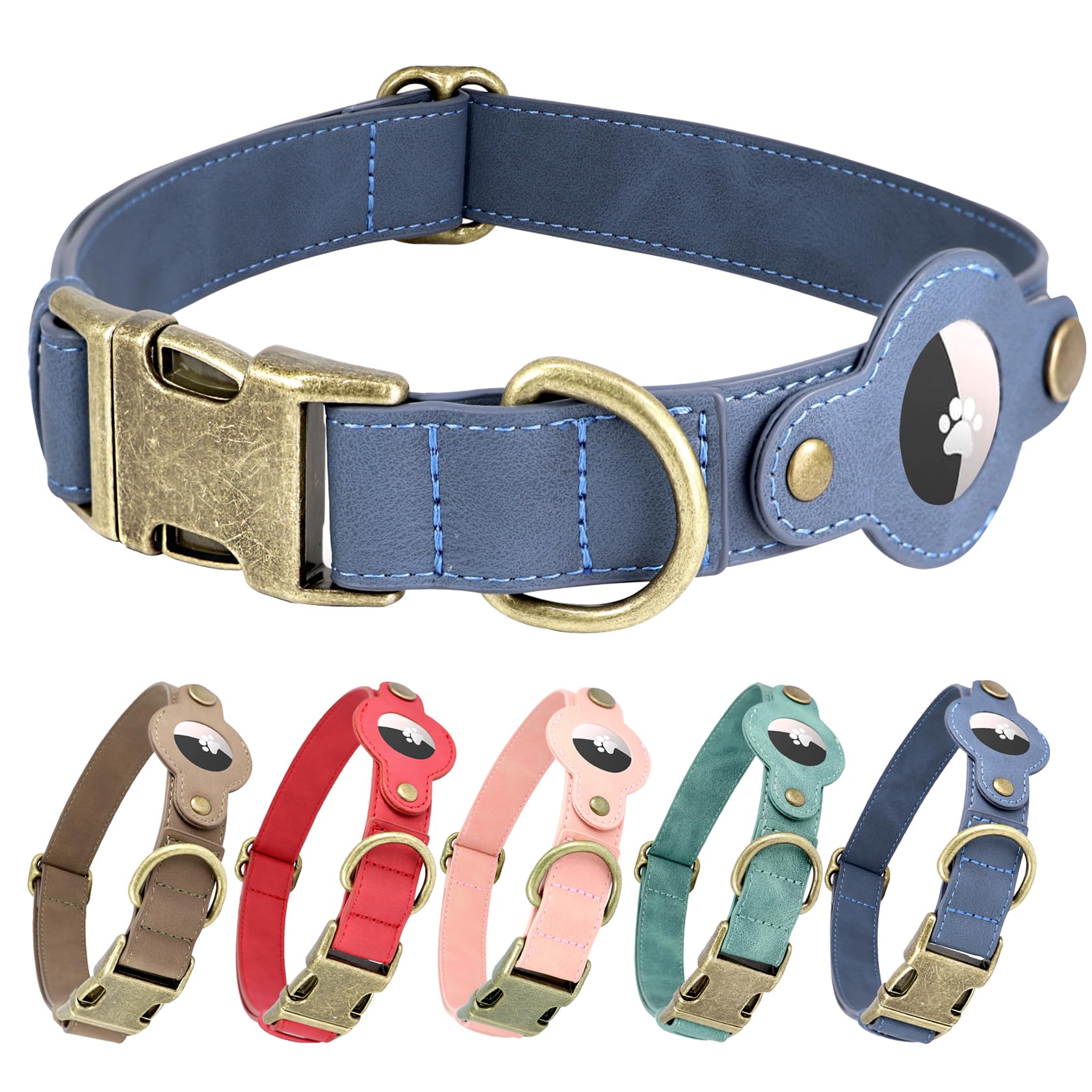 Comfluxe airtag-dog-collar navy-buckle shows secure tracking and a sleek look.