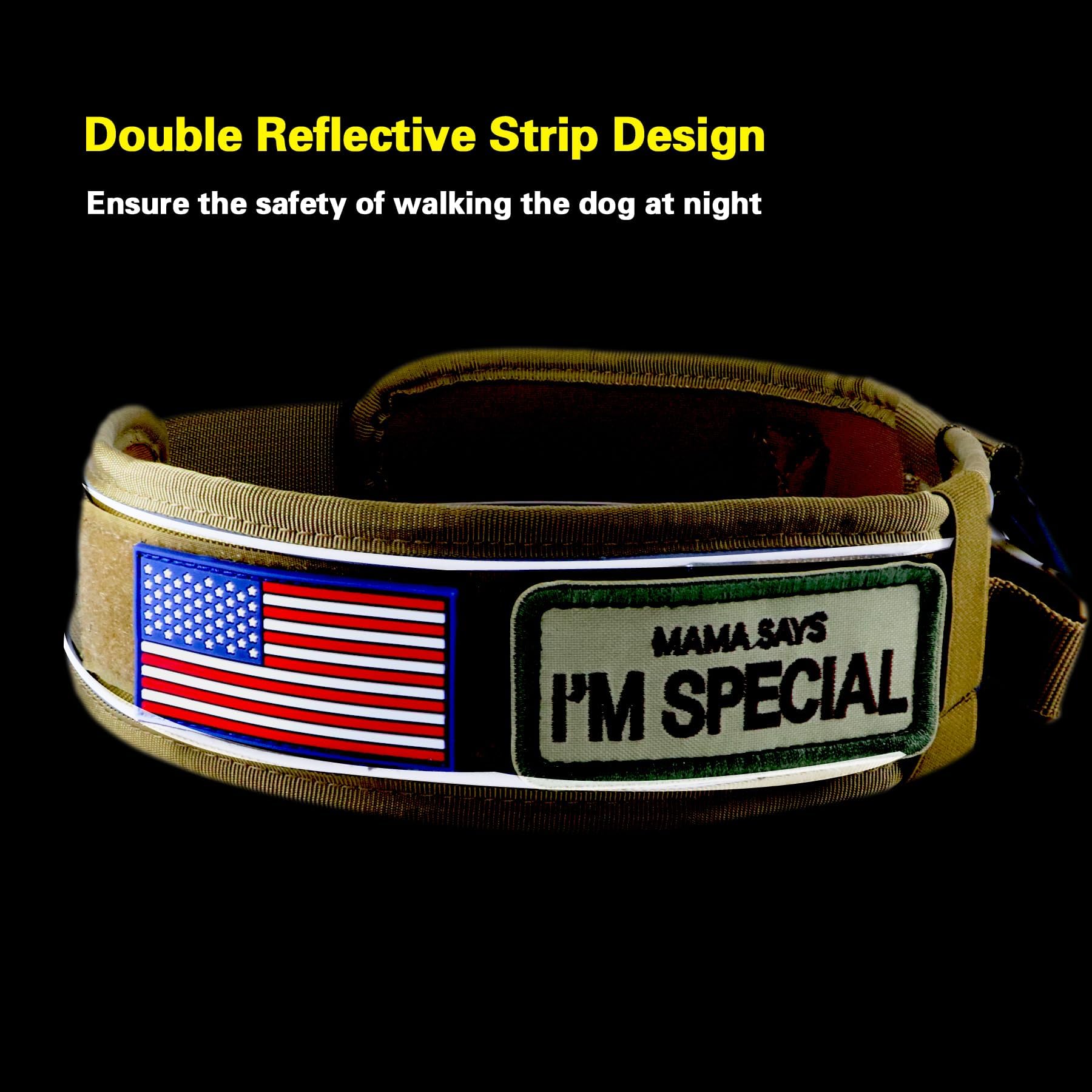 Comfluxe large-dog hiking collar shown on trail ready for active outings.