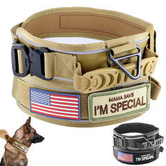 Comfluxe tactical dog collar handle closeup showcases secure grip for training and outdoor control.