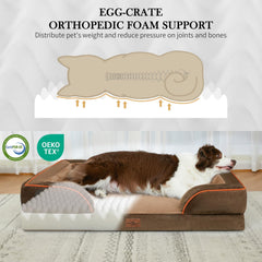Comfort Expression brown dog bed with non-slip bottom keeps pets secure.