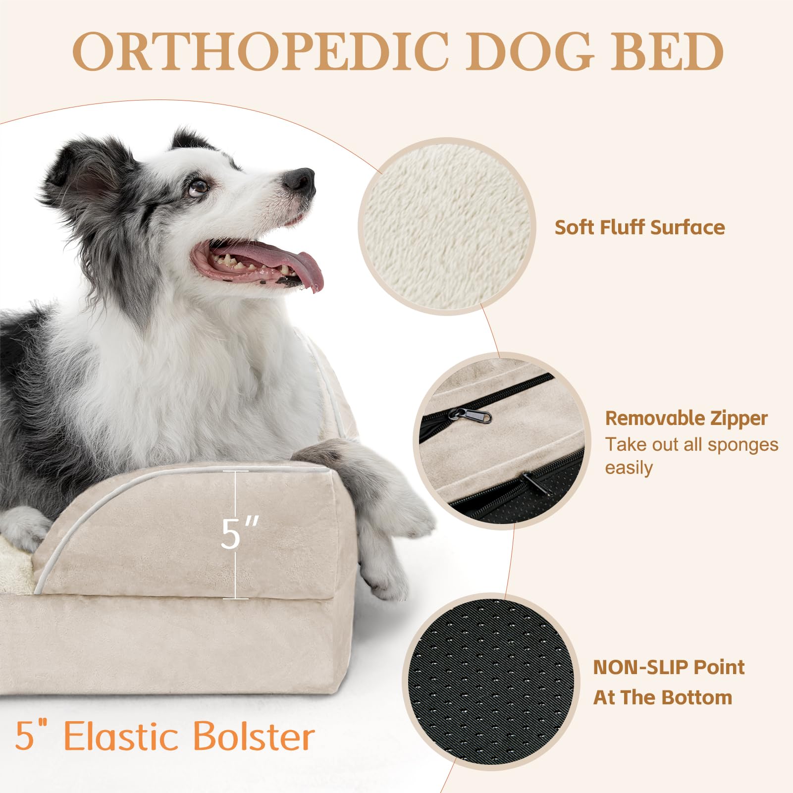 Comfort Expression beige fabric bed closeup for cozy, skin-friendly plush feel.