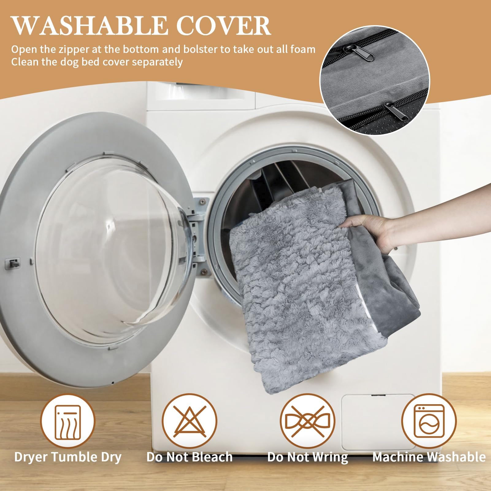Comfort Expression extra large dog bed in washable grey fabric
