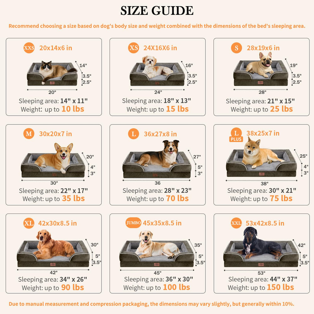 Comfort Expression orthopedic dog bed 36x30 sleeping surface for spacious lounging.