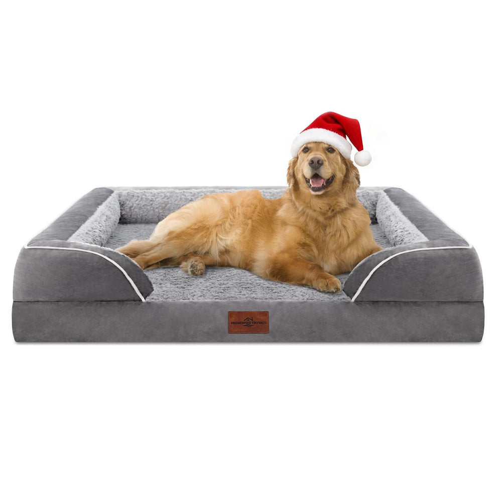 Comfort Expression orthopedic dog bed 42x30in close-up highlighting egg-crate foam for joint support.