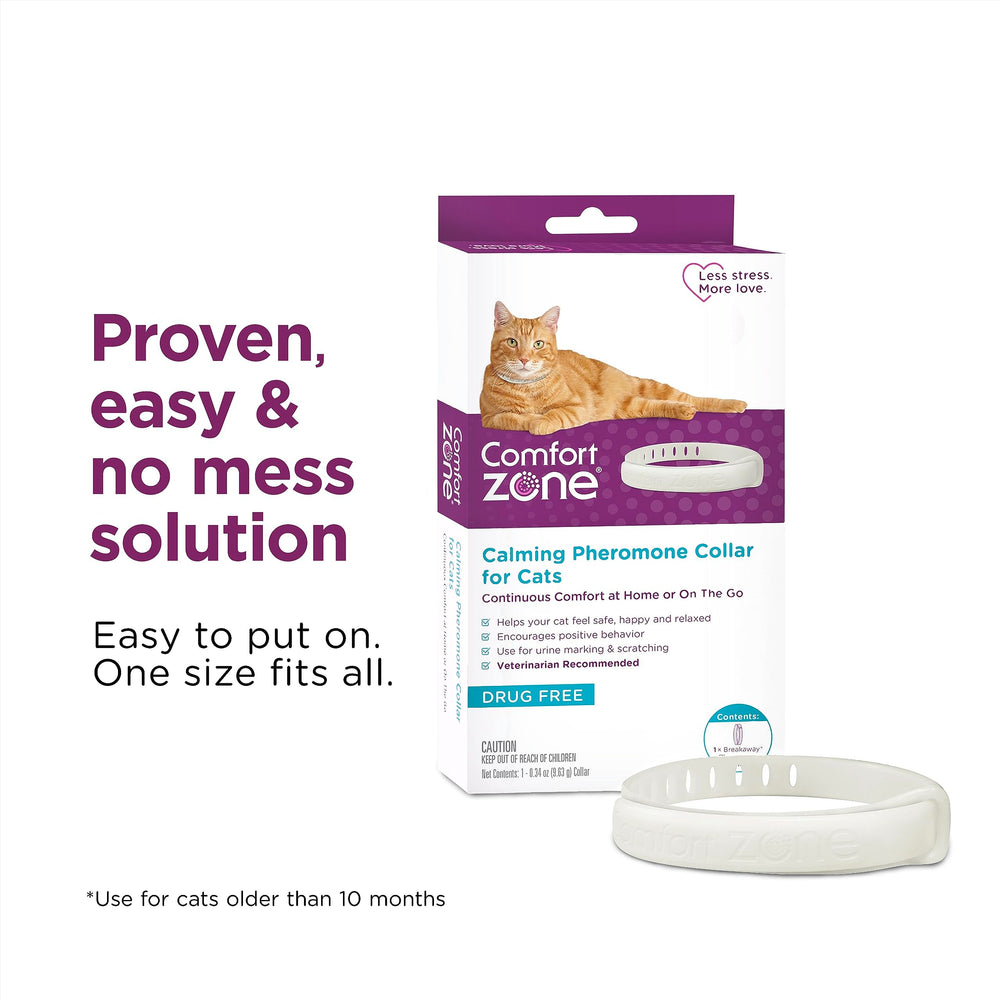 Comfort Zone Cat Calming Collar up to 30 days of calming pheromone support.