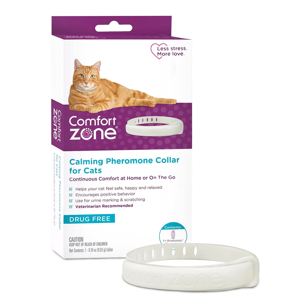 Comfort Zone Cat Calming Collar packaging for quick setup and product awareness.