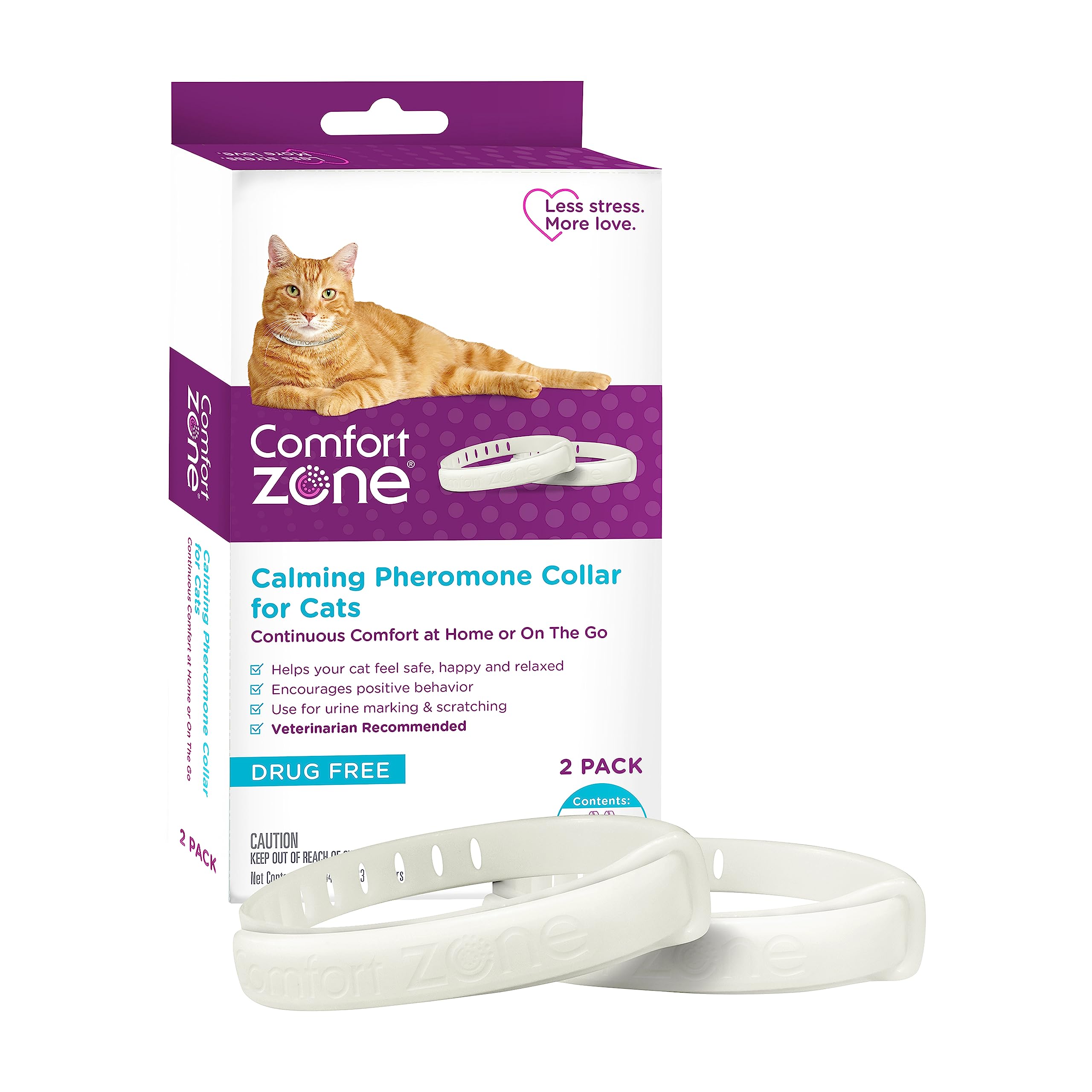 Comfort Zone cat collar closeup highlighting pheromone release for calming effect