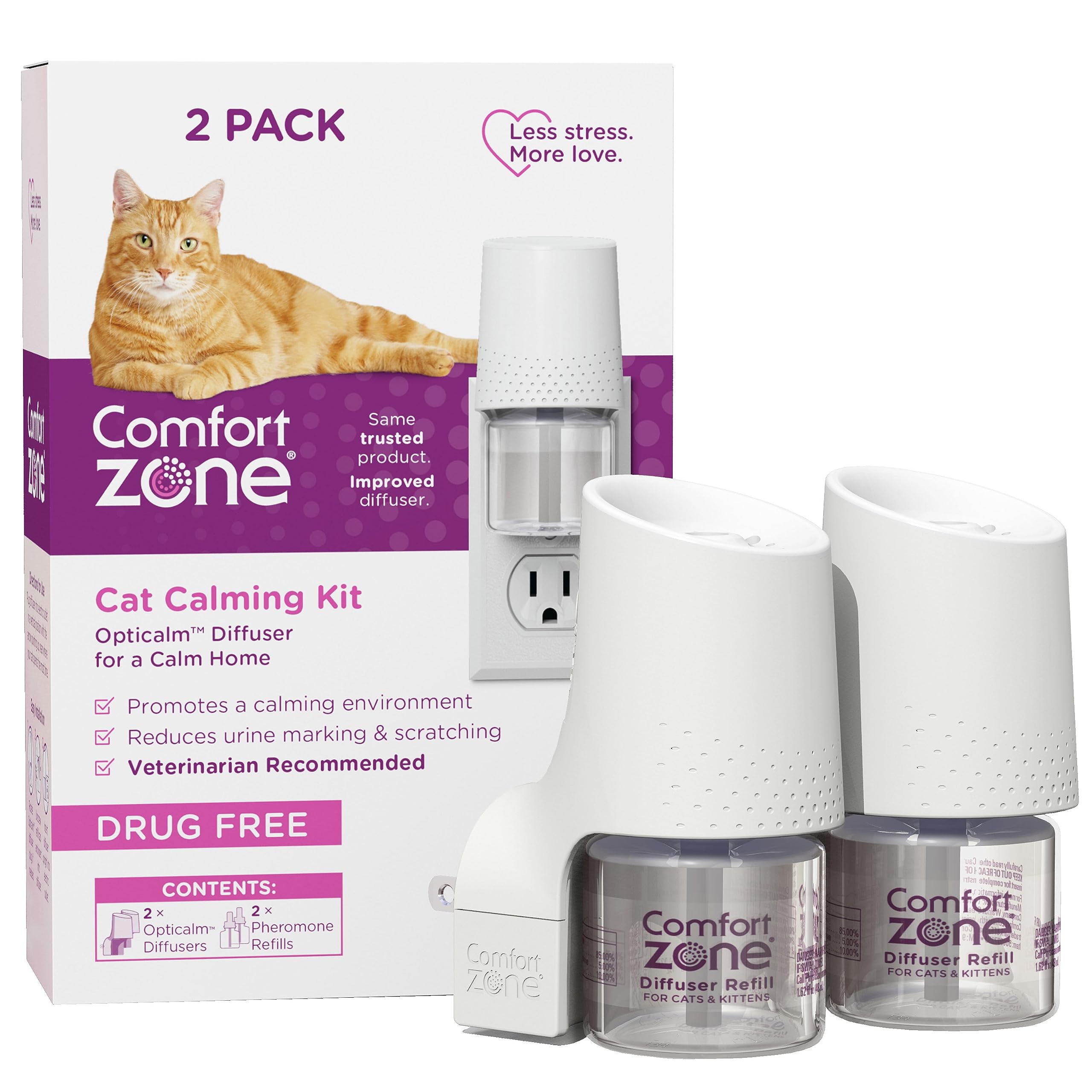 Comfort Zone diffuser in room signaling safety for cats to relax