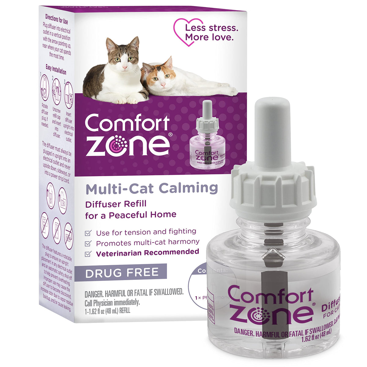 Recambio de Comfort Zone en botella para varias gatas, calma diaria.