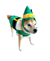 ComfyCamper green elf cape with hat close-up shows cozy polyester material.