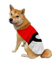 ComfyCamper red and white dog costume front view for standout photoshoots