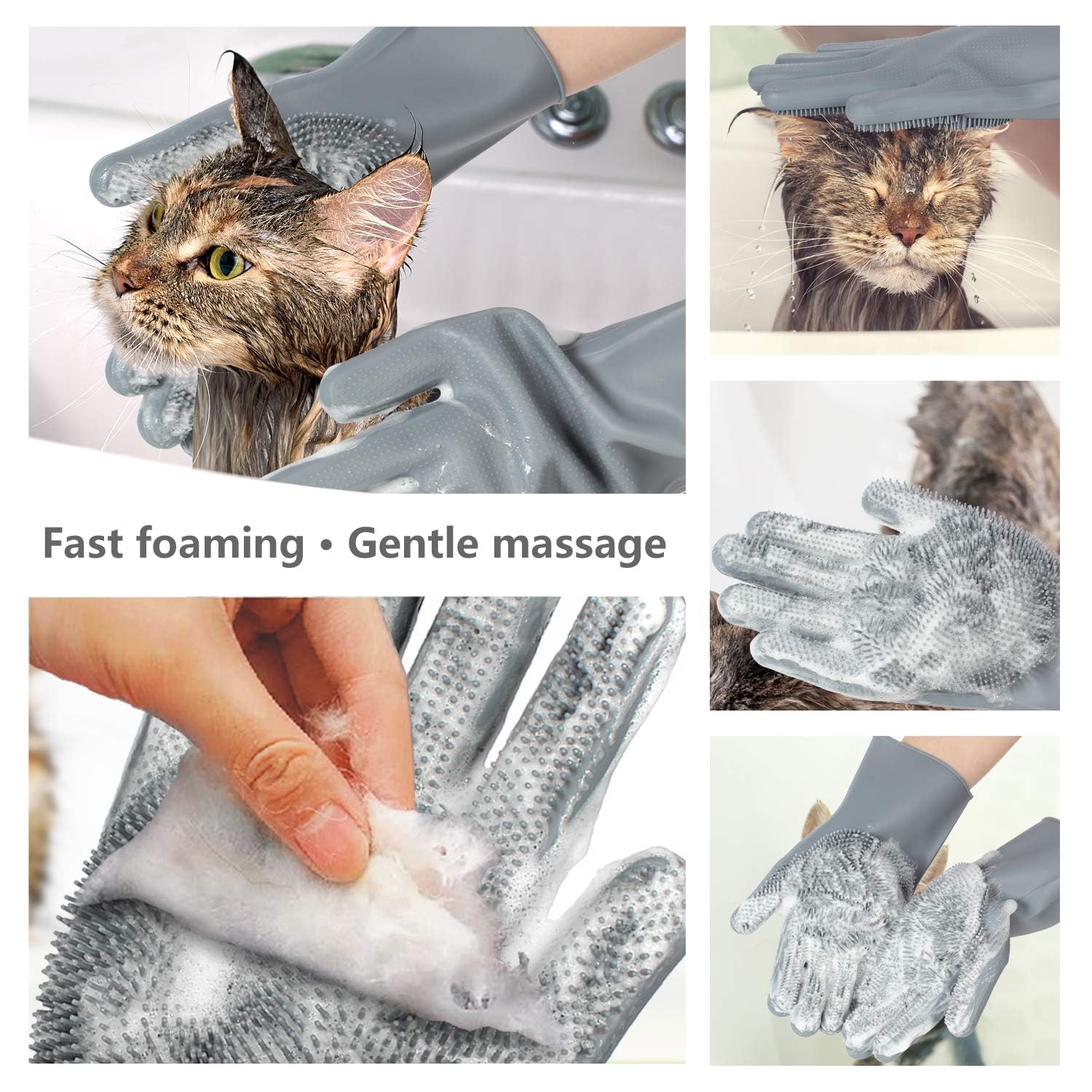 COMMEMA gloves suitable for dogs, cats, rabbits, and horses for versatile coat care.