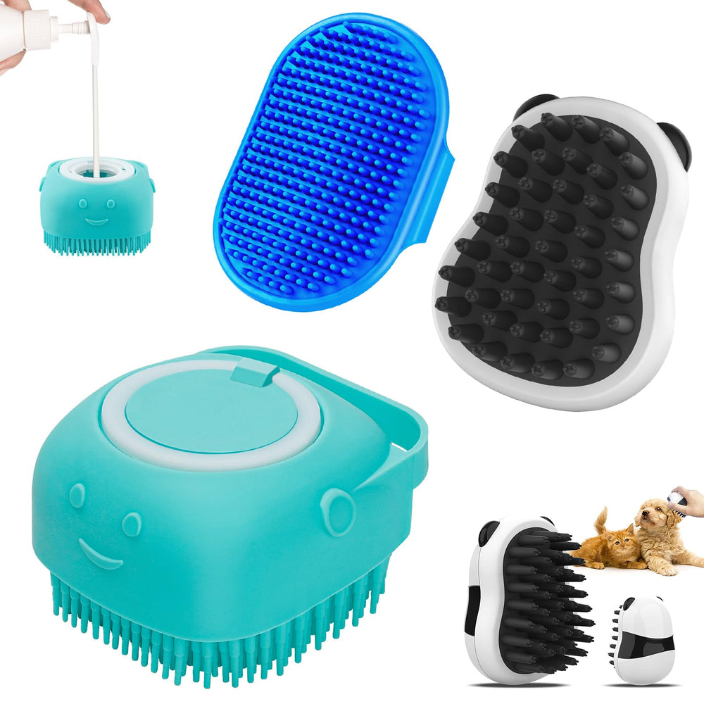 Comotech 3-in-1 dog grooming brush panda shape supports gentle coat cleansing.