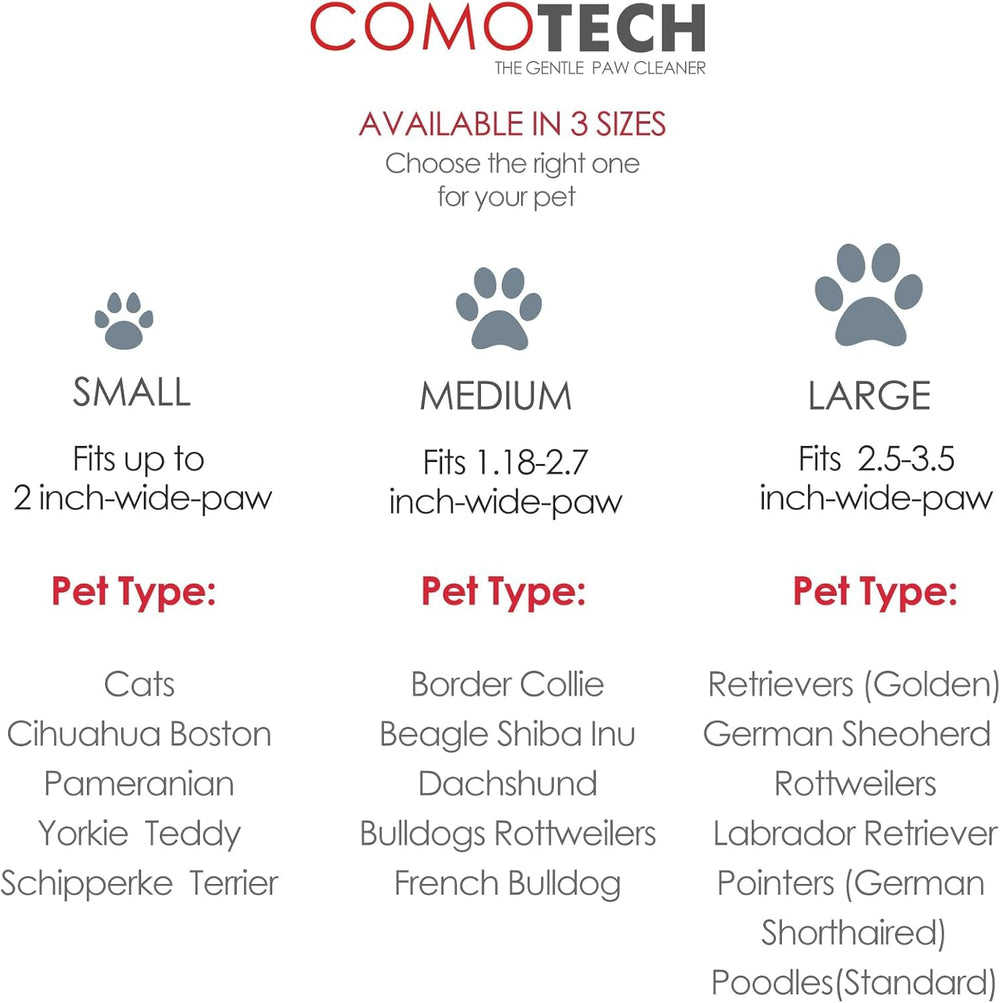 Comotech cepillo lavapatas de silicona suave para mascotas.